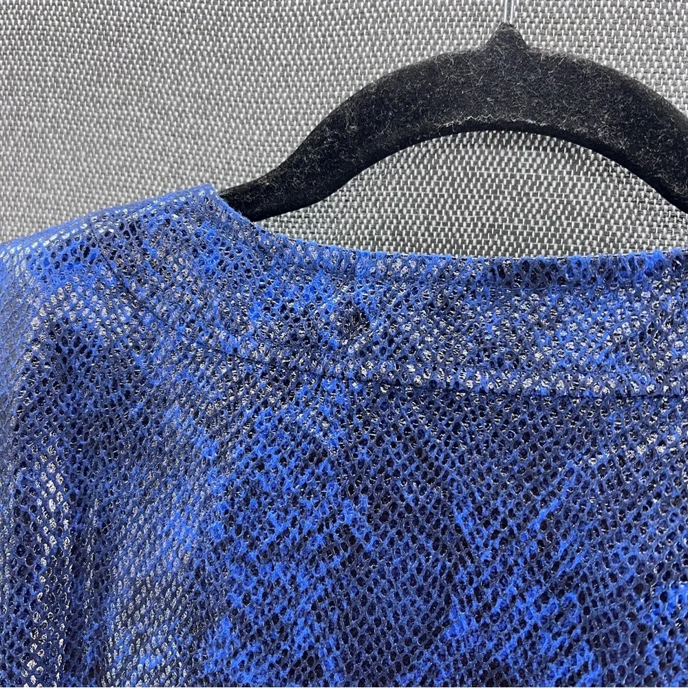 JM Collection Blue Animal Print Full Zip Faux Snake Skin Scoop Neck‎ Jacket 8